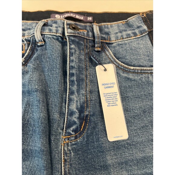 Tractr Jeans Sz 3/26 Color Block 2 Tone Blue Crop Women - Picture 3 of 9